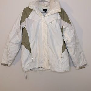 Lands’ End 2 in 1 winter jacket. Beige and tan size large 14-16